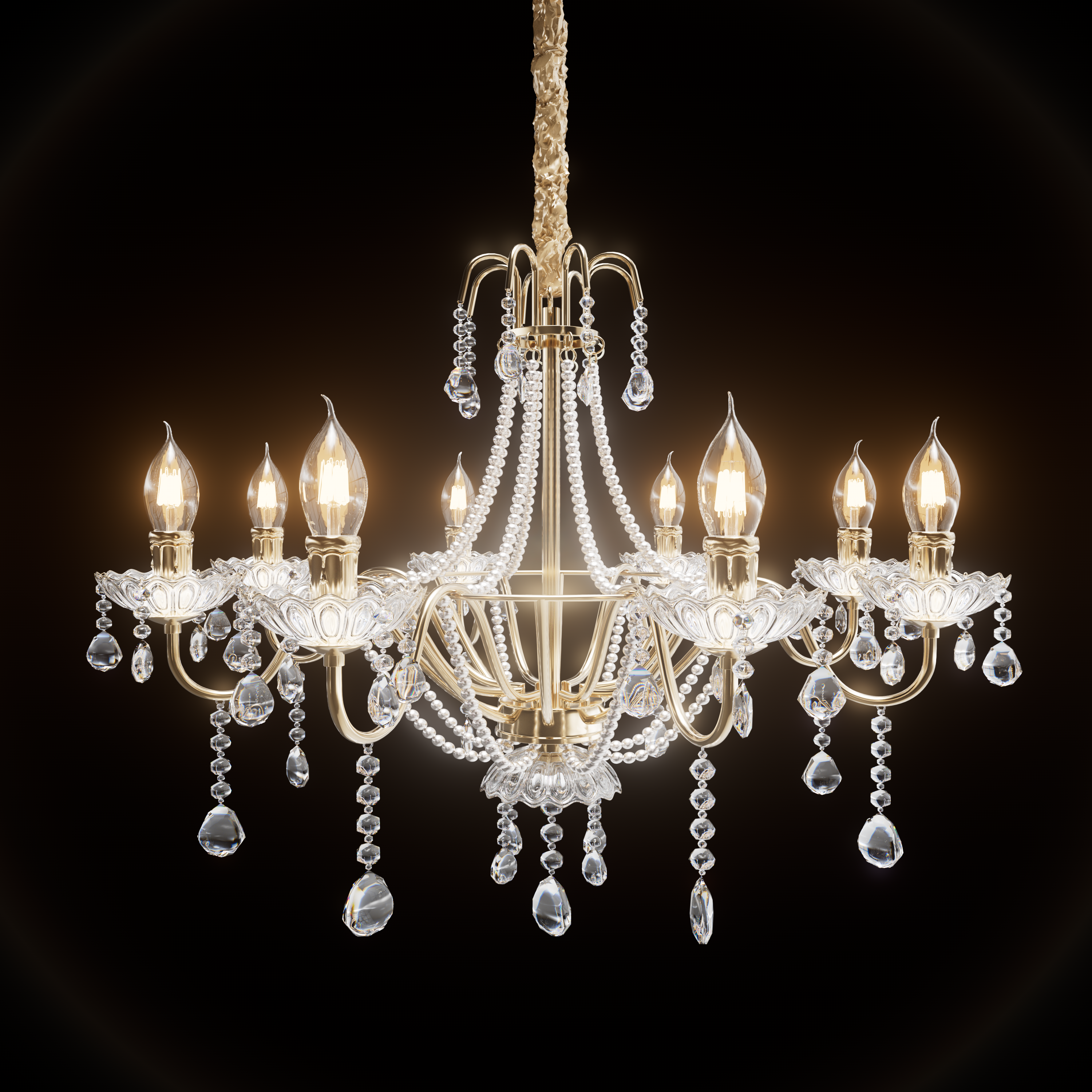 Luxury Smoky Crystal Candle Pendant Lamp