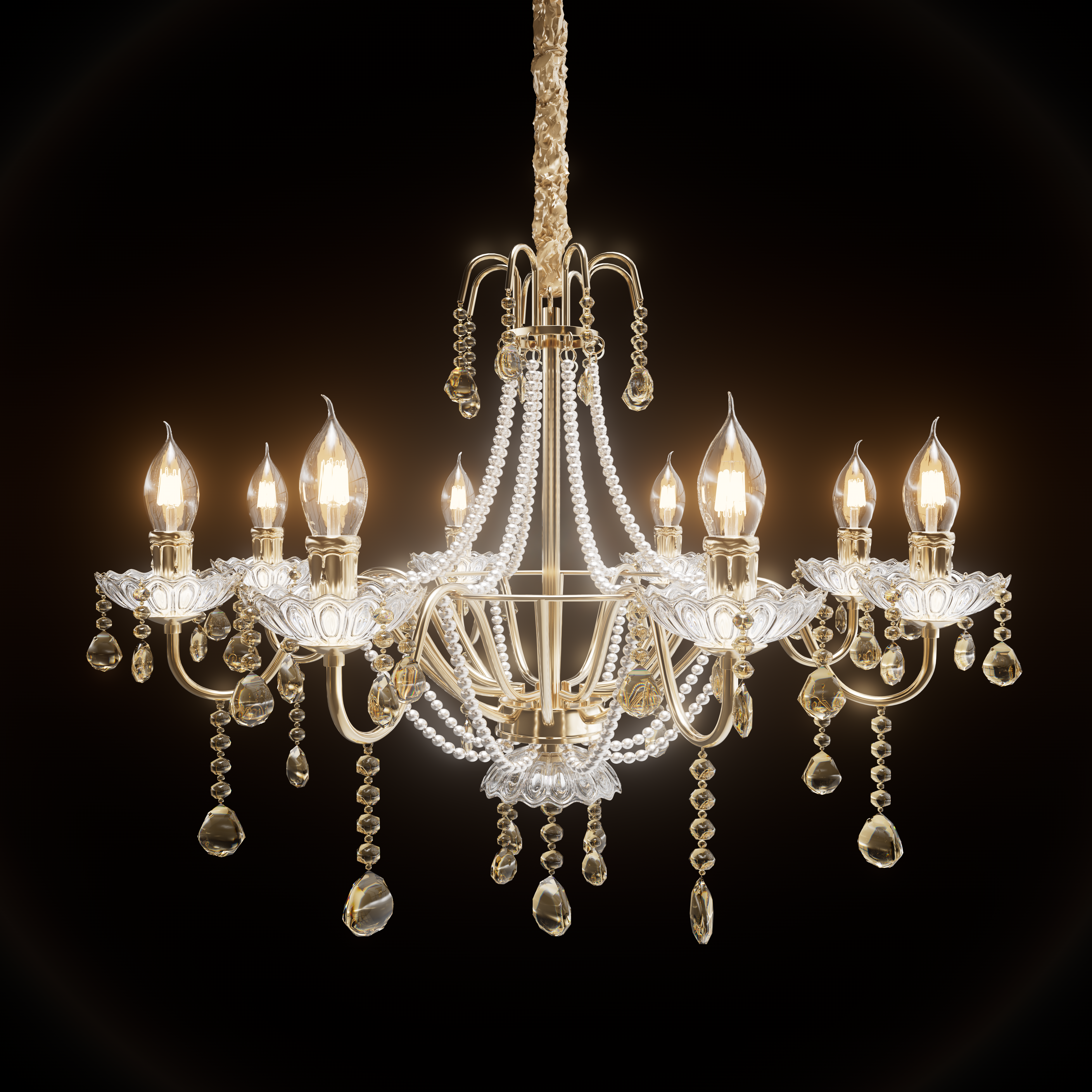 Luxury Smoky Crystal Candle Pendant Lamp