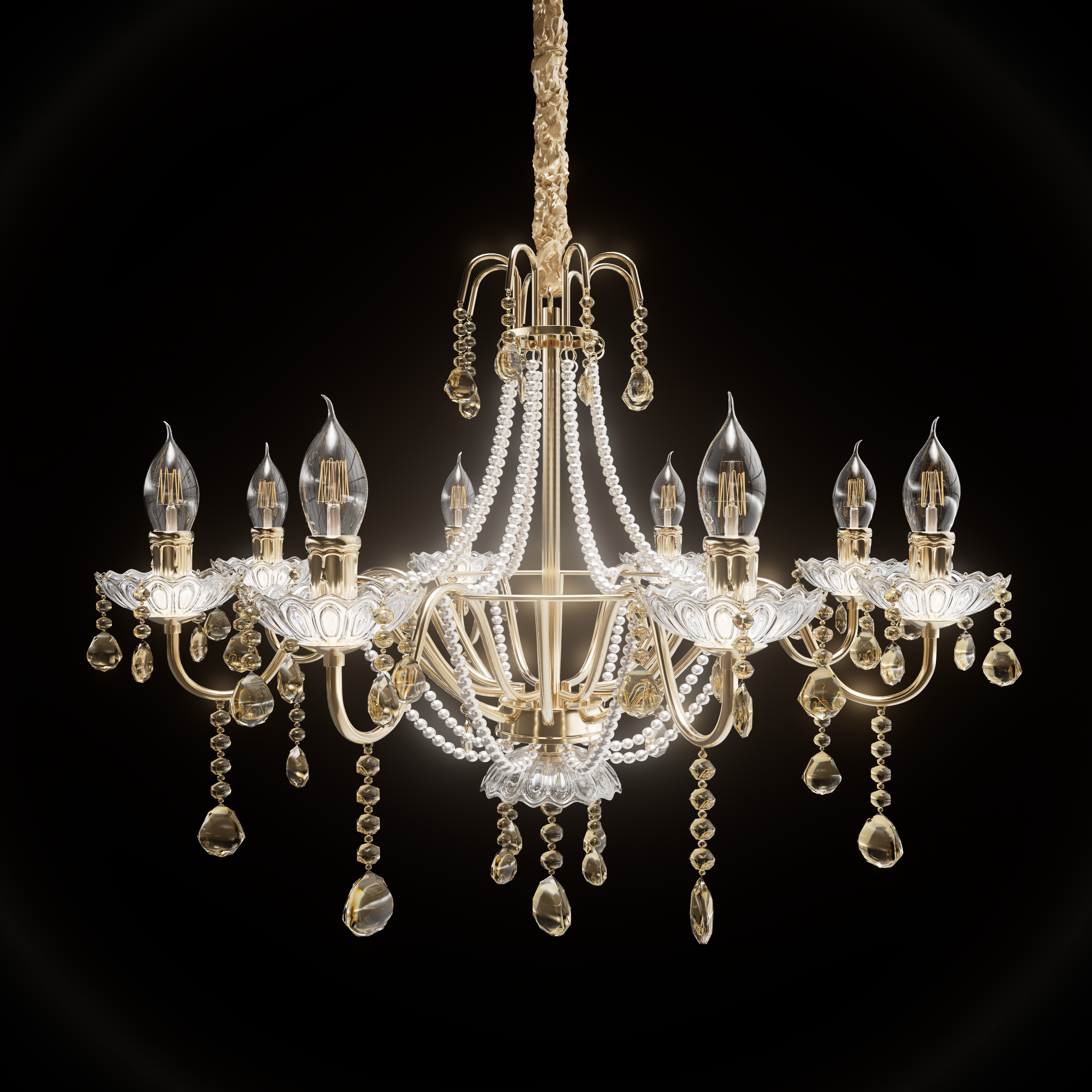 Luxury Smoky Crystal Candle Pendant Lamp