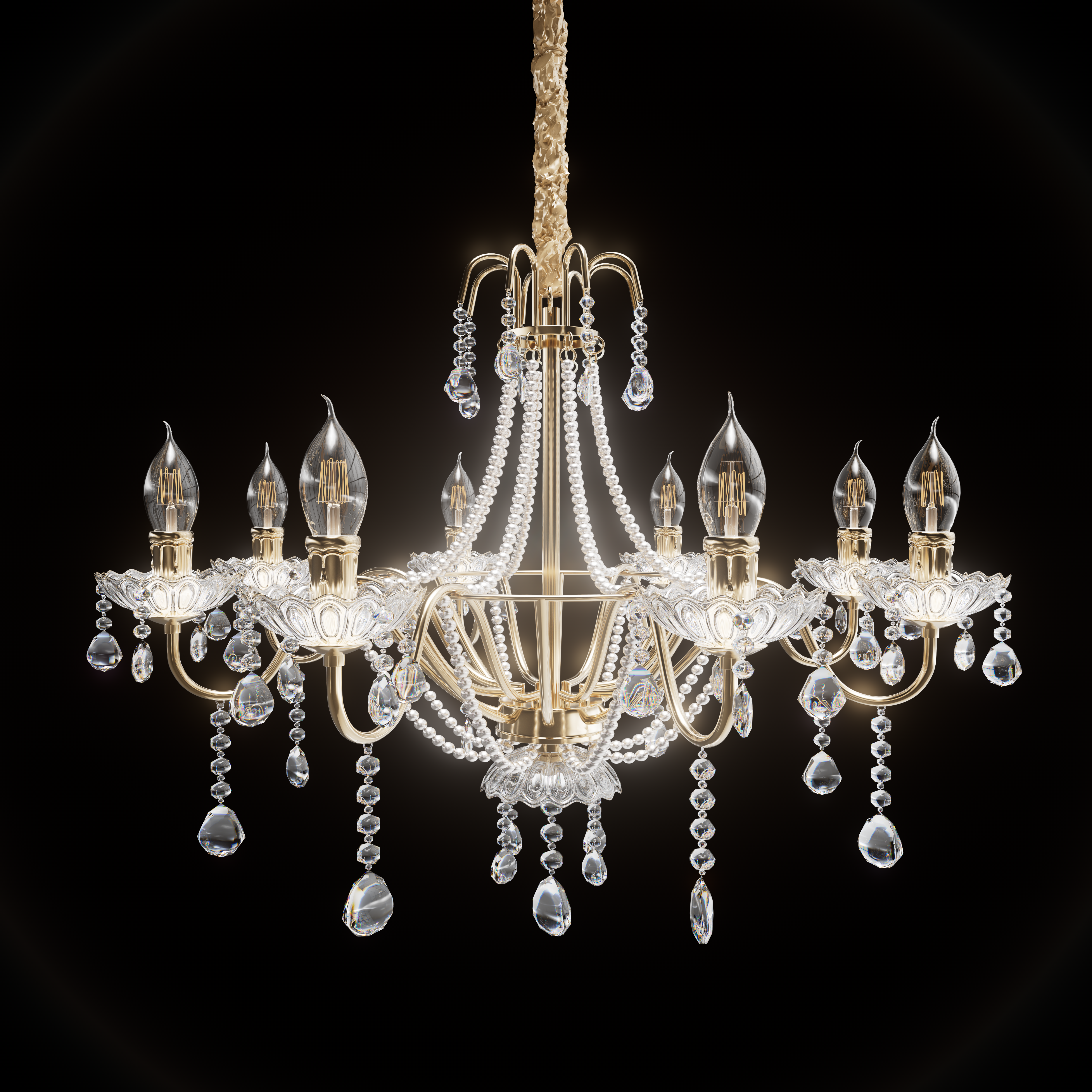 Luxury Smoky Crystal Candle Pendant Lamp
