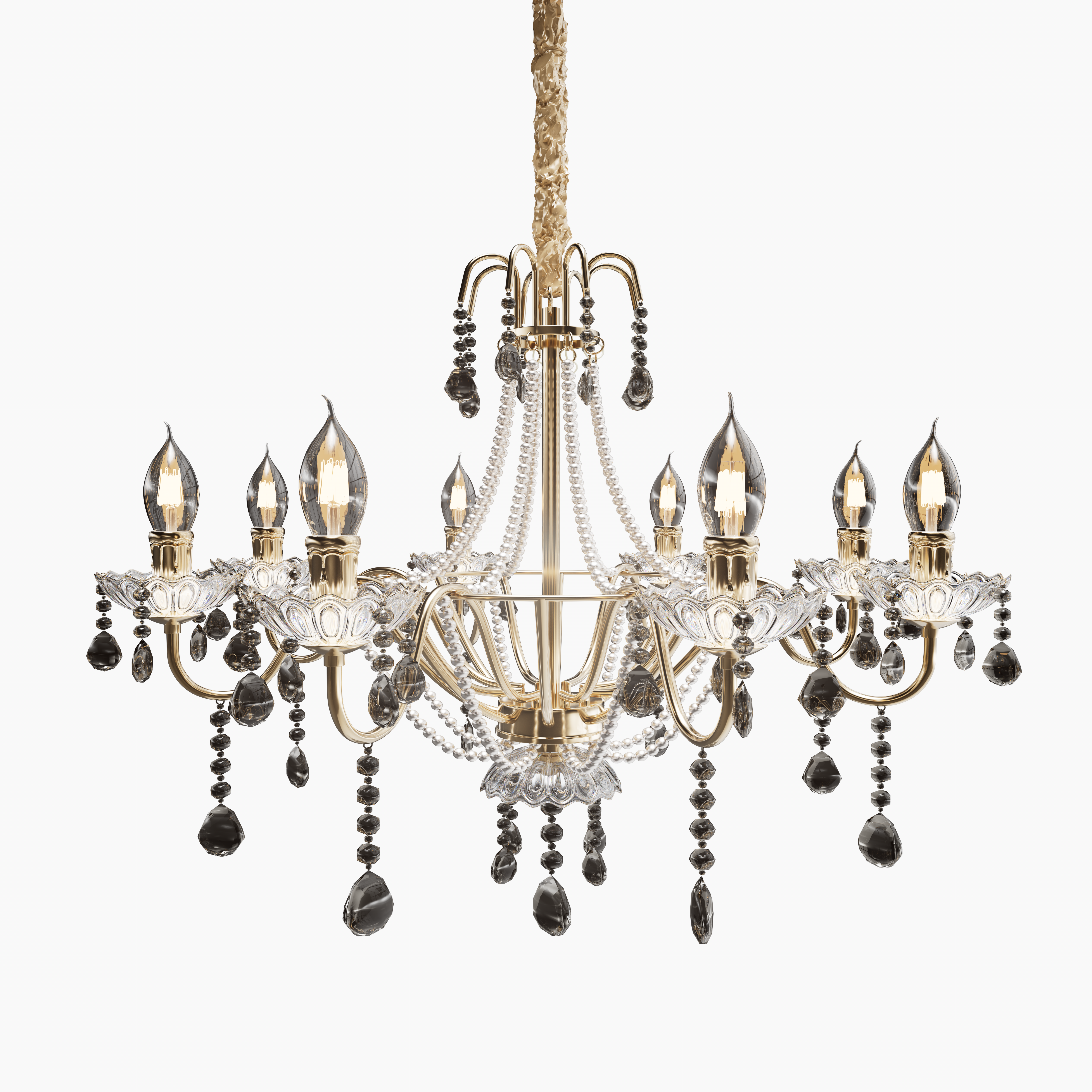 Luxury Smoky Crystal Candle Pendant Lamp