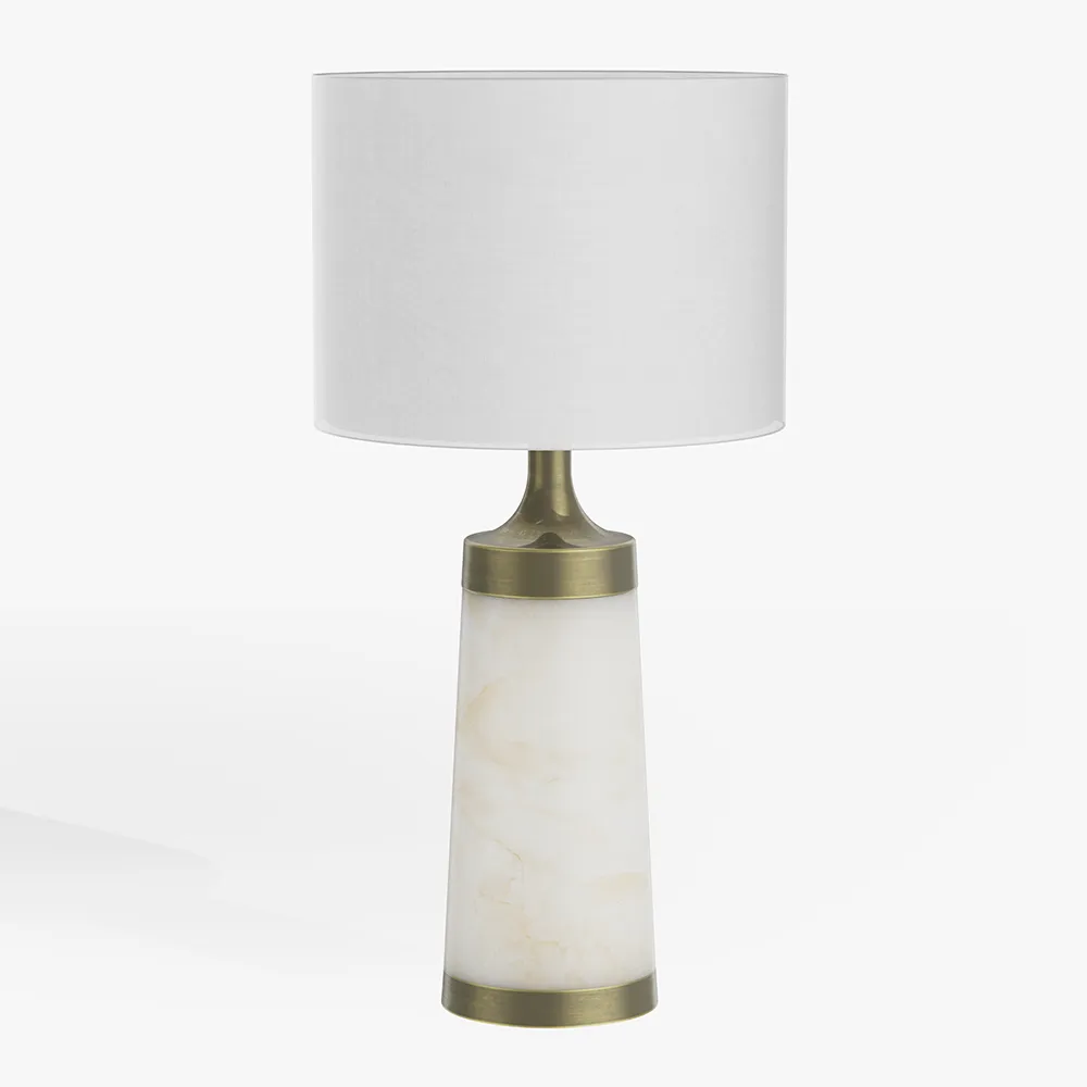 Cylindrical Column Alabaster table Lamp