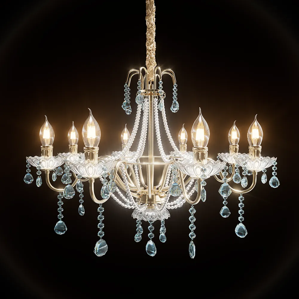 Luxury Clear Crystal Candle Pendant Lamp