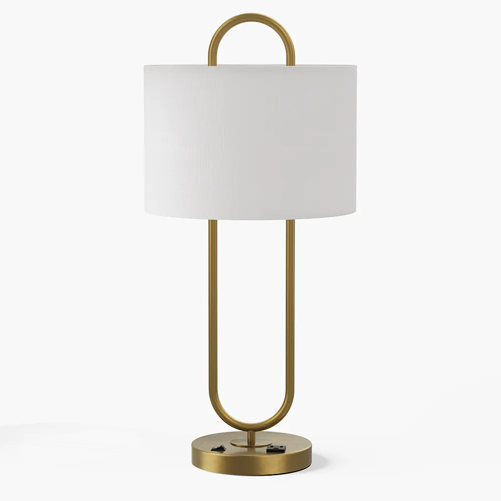 U-Shaped Brass Table Lamp
