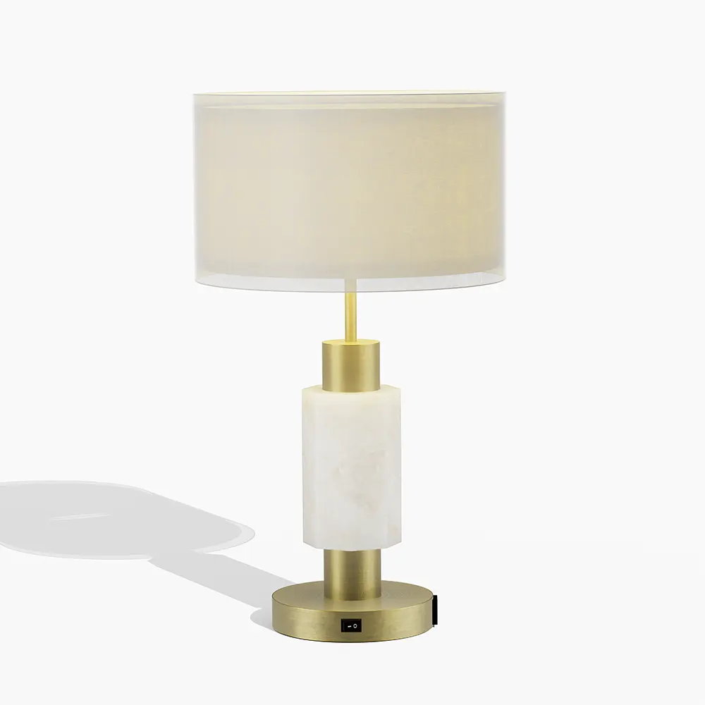 Marble Brass Hotel Guest Room Table Lamp