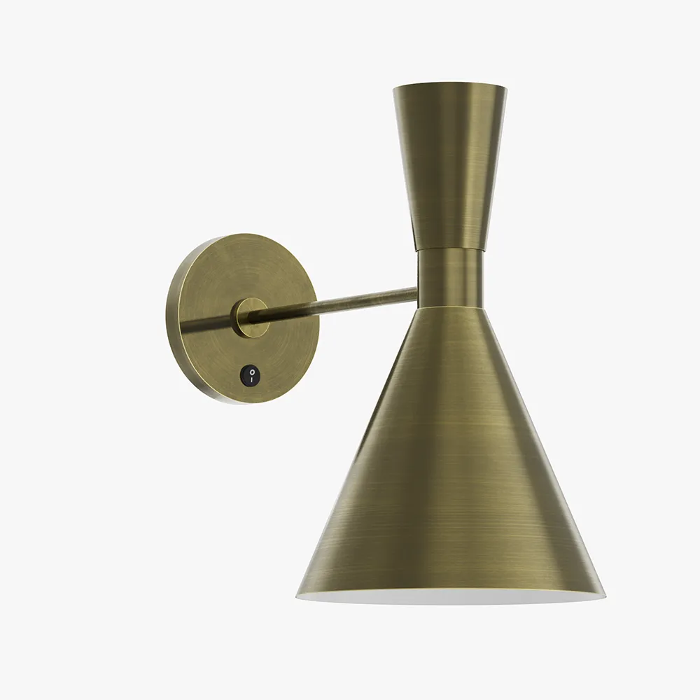 Mid-Century Modern Brass Hourglass Wall Sconce
