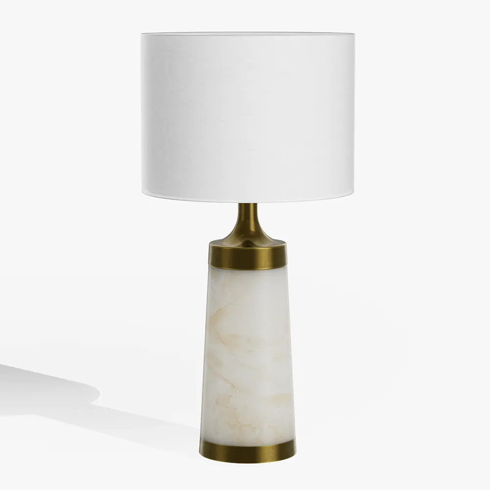Cylindrical Column Alabaster table Lamp