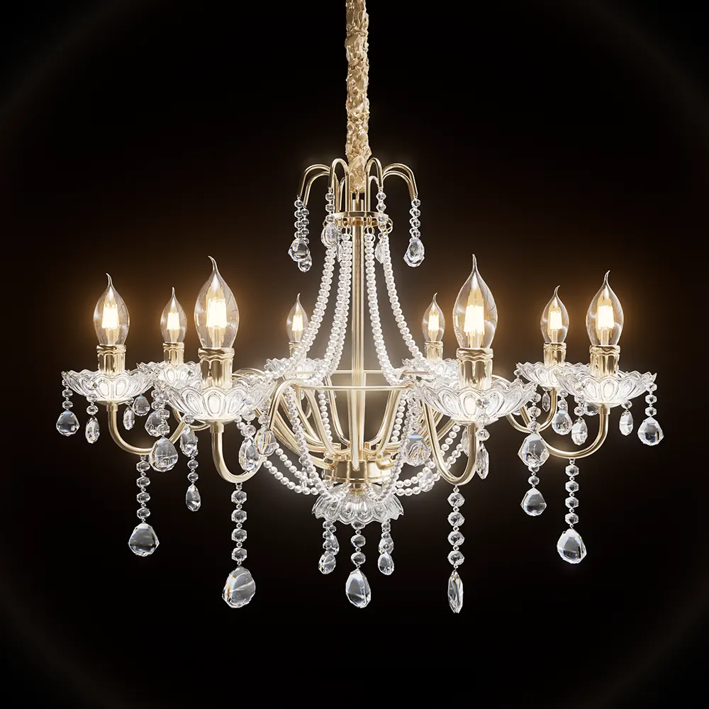 Luxury Clear Crystal Candle Pendant Lamp