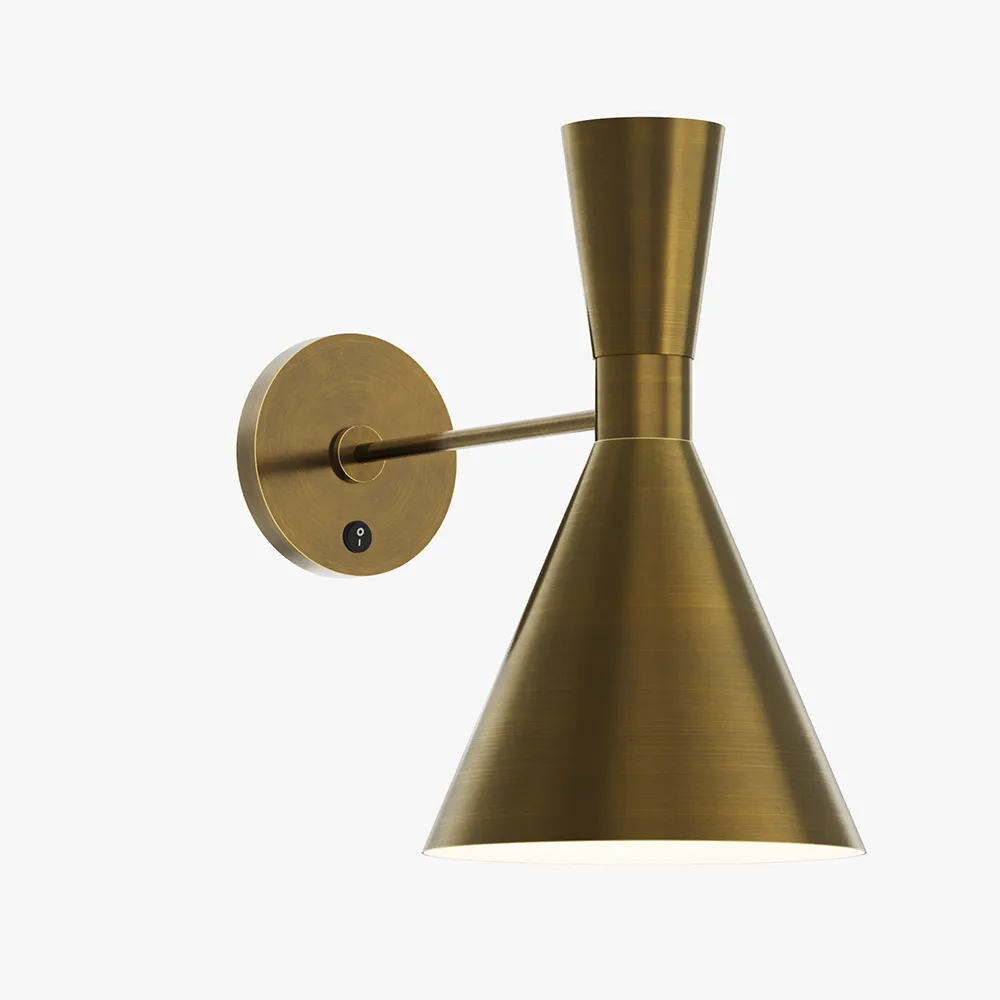 Mid-Century Modern Brass Hourglass Wall Sconce