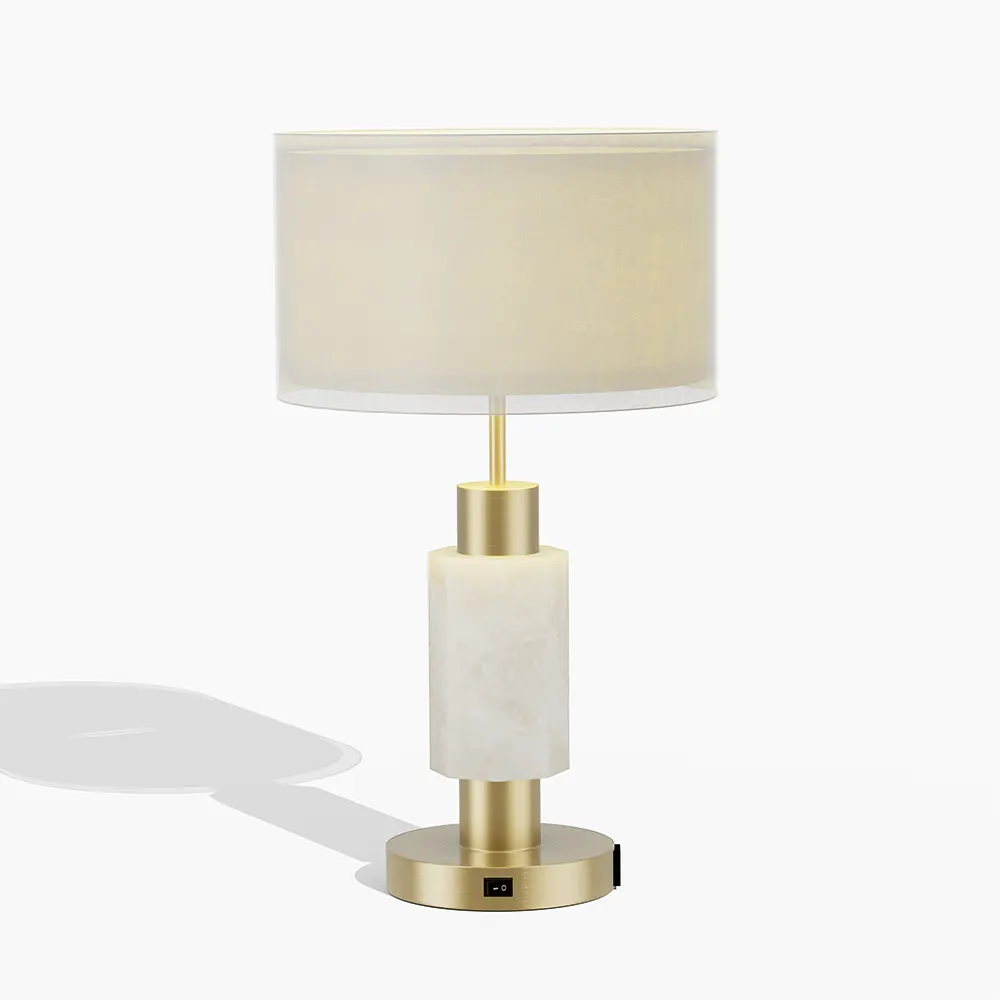 Marble Brass Hotel Guest Room Table Lamp
