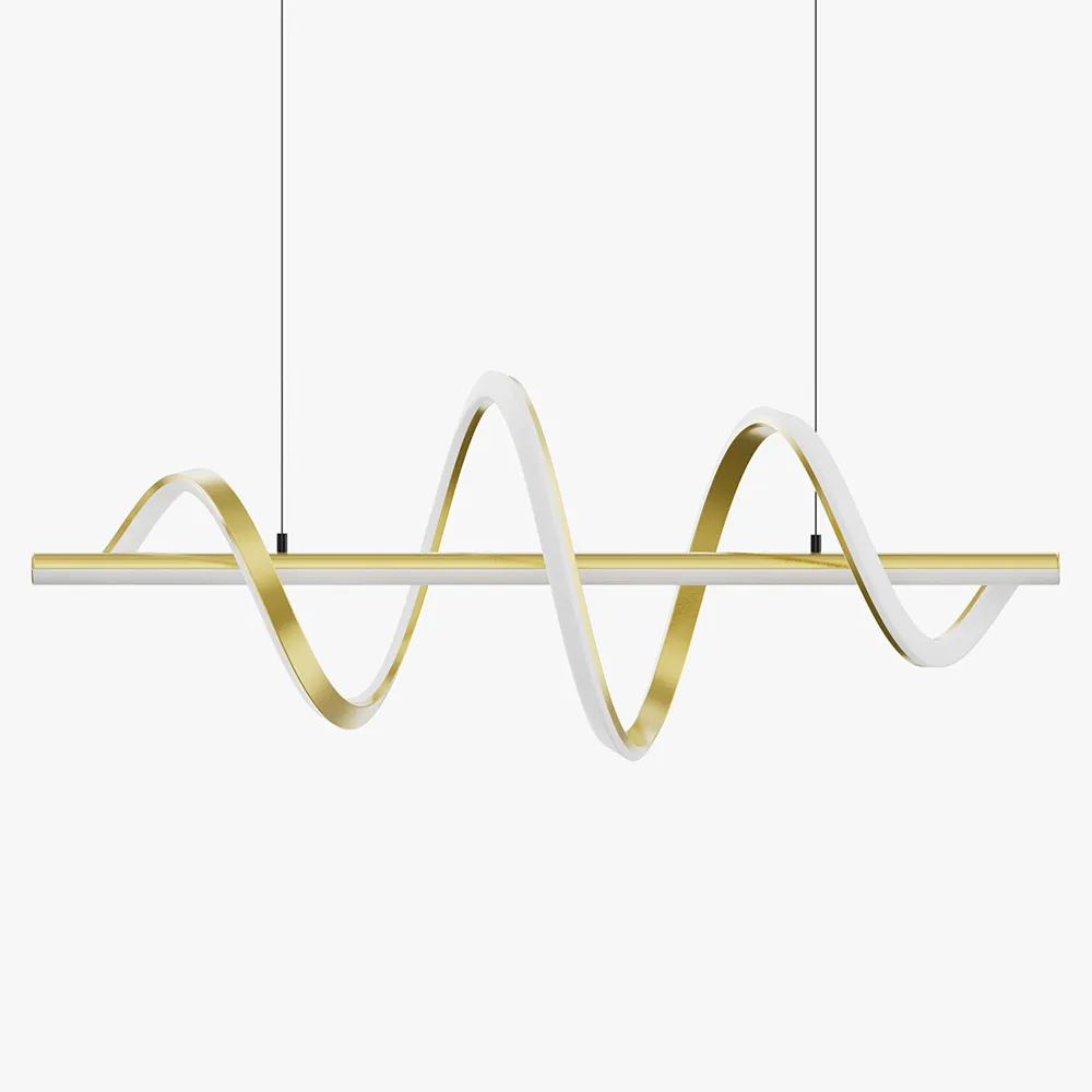 Modern Gold Wave Linear LED Pendant Light