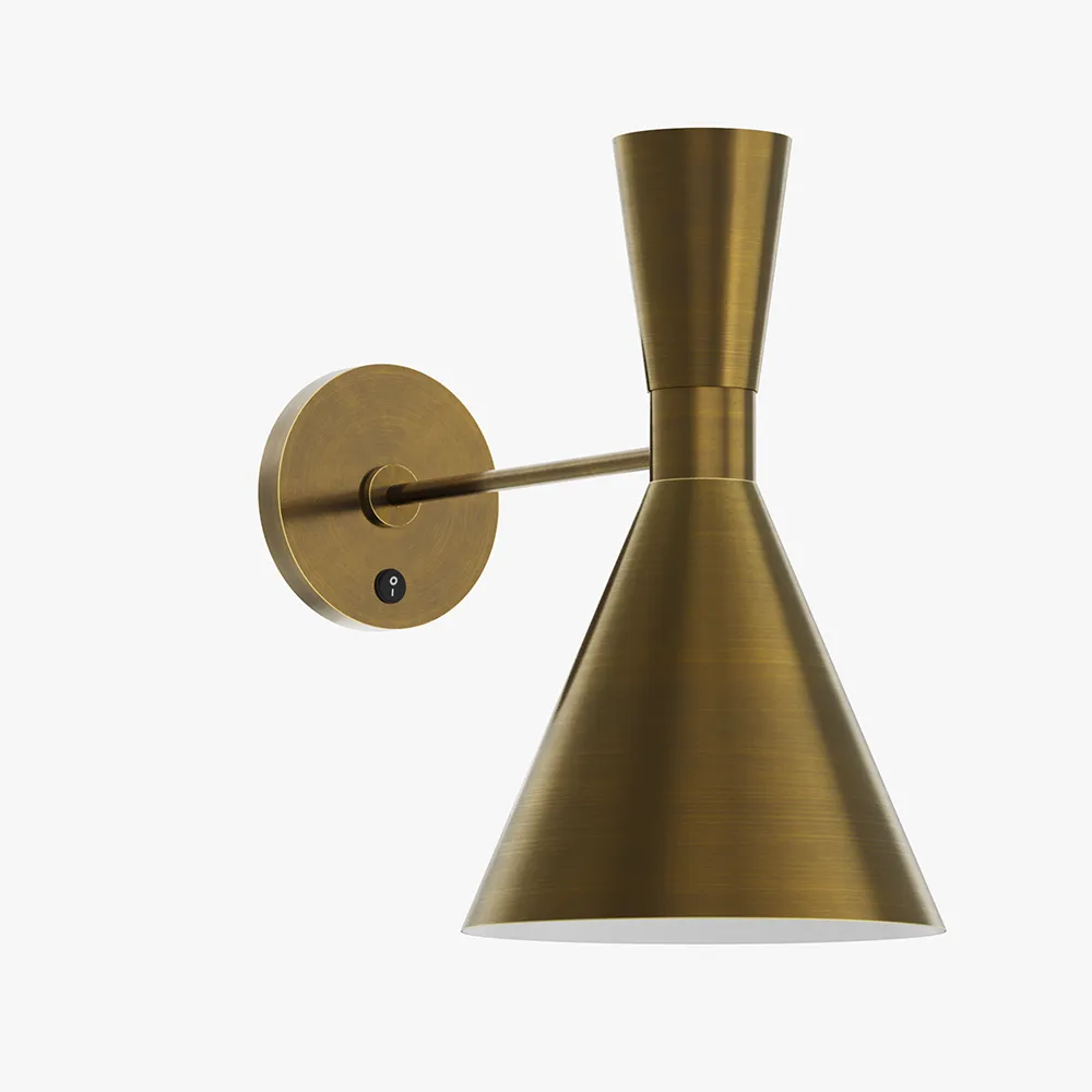 Mid-Century Modern Brass Hourglass Wall Sconce
