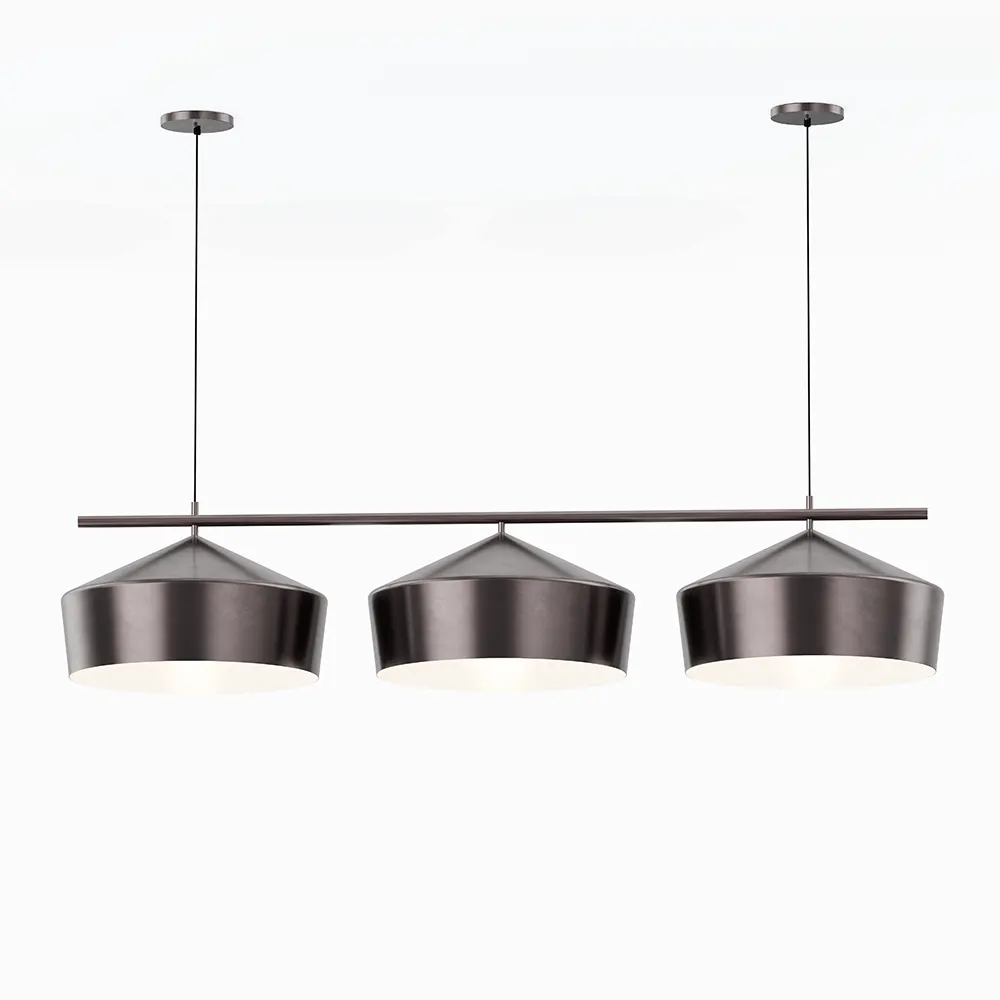Adjustable Height 3-Light With Metal Pendant Light