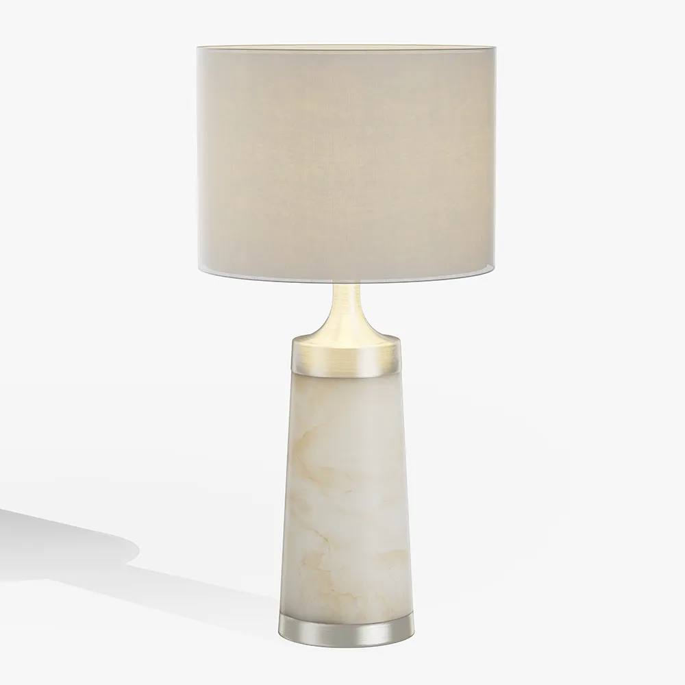 Cylindrical Column Alabaster table Lamp