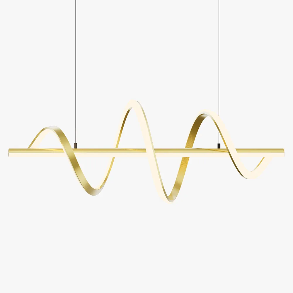 Modern Gold Wave Linear LED Pendant Light