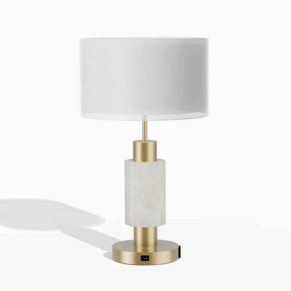 Marble Brass Hotel Guest Room Table Lamp