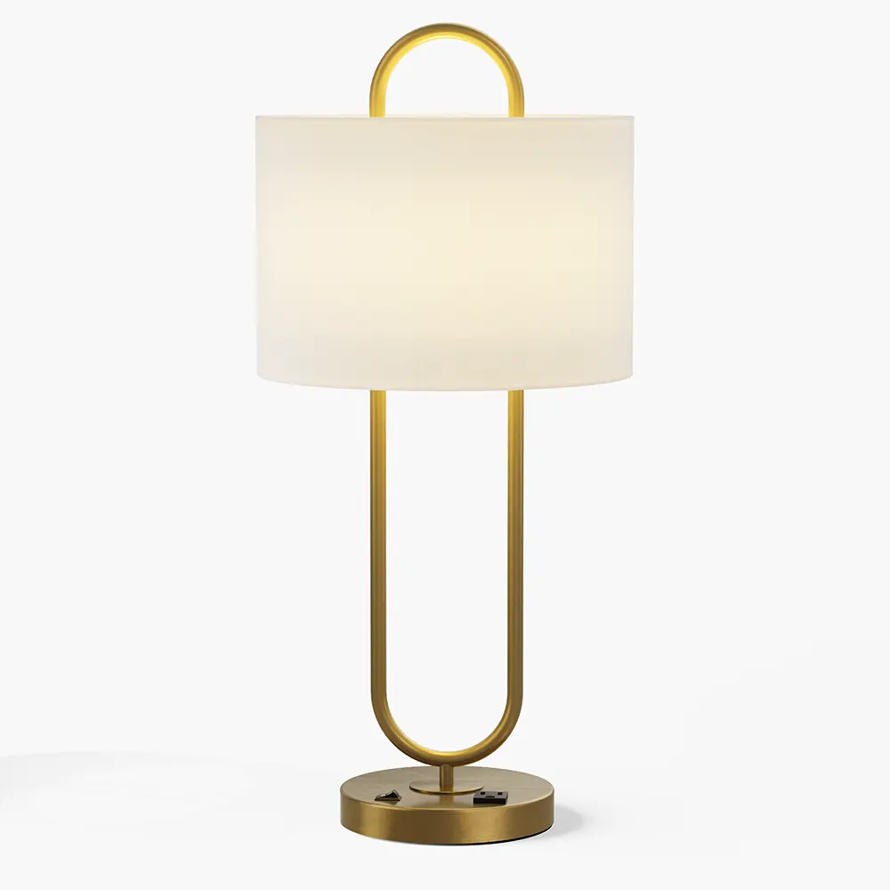 U-Shaped Brass Table Lamp