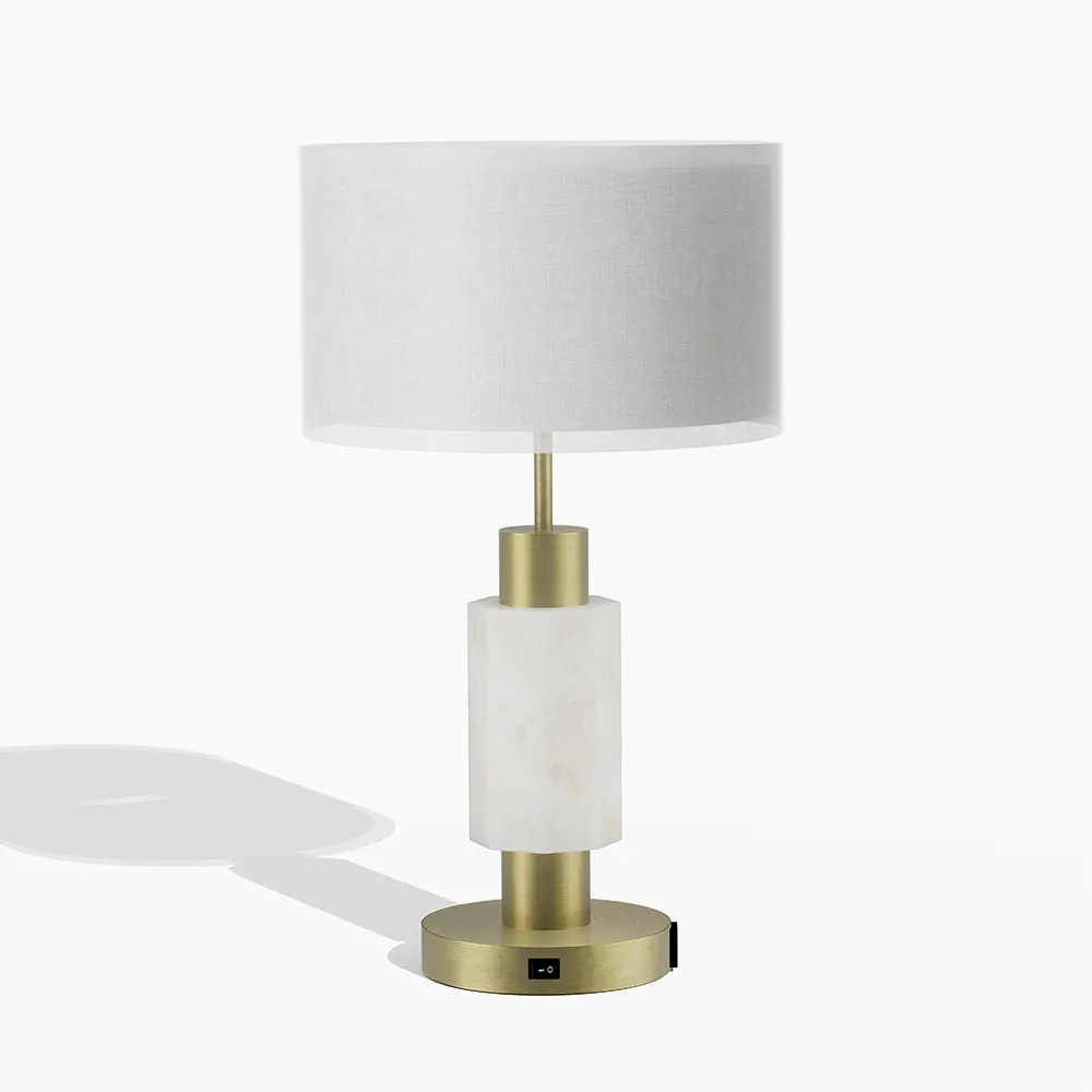 Marble Brass Hotel Guest Room Table Lamp