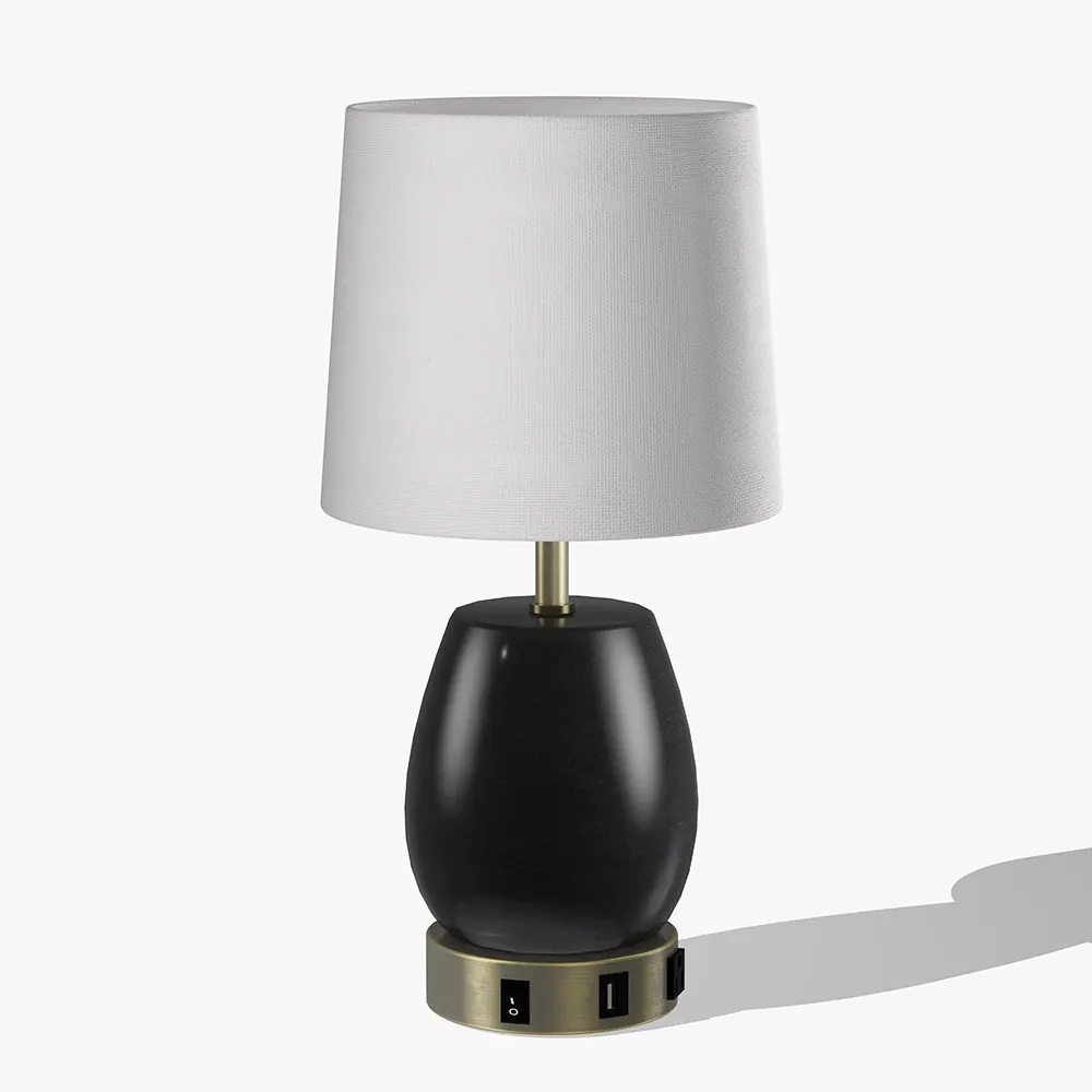 Modern Hotel Bedside Table Lamp with USB Charging
