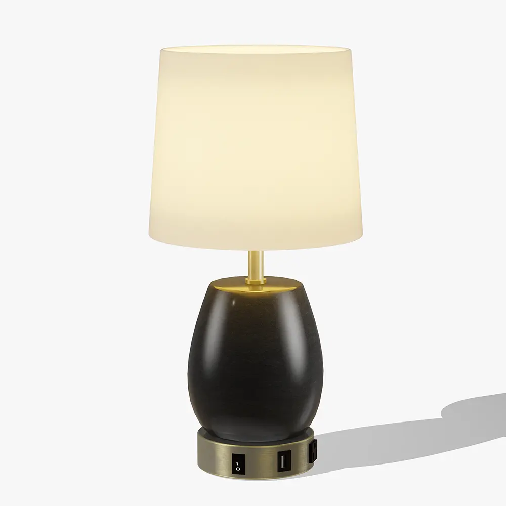 Modern Hotel Bedside Table Lamp with USB Charging