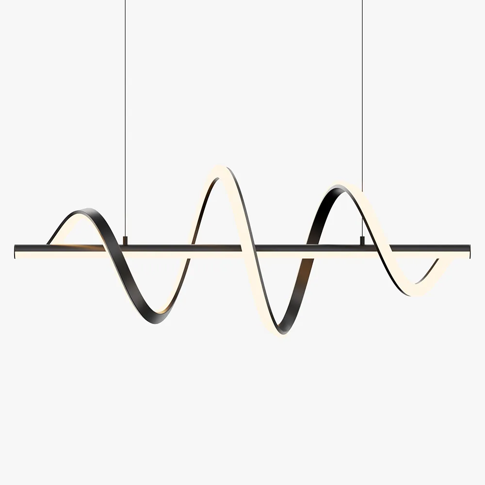 Modern Gold Wave Linear LED Pendant Light