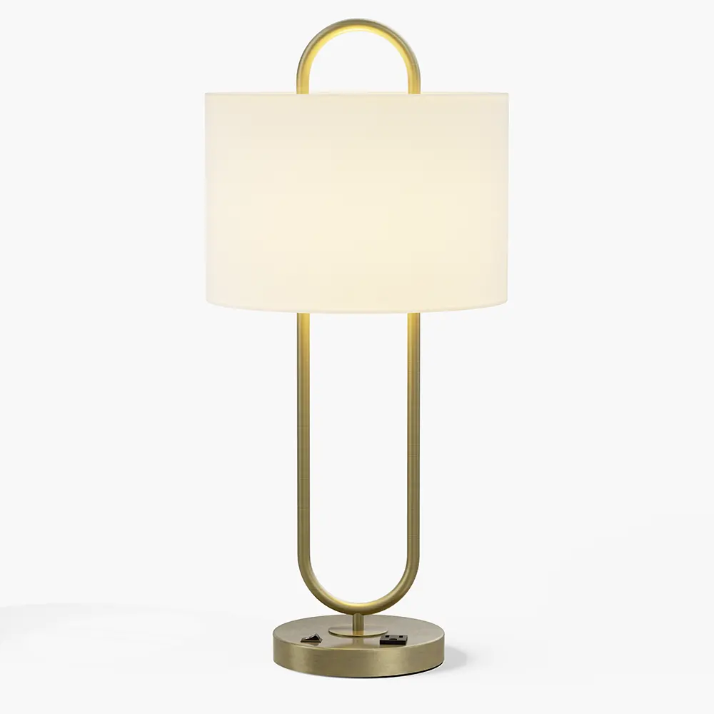 U-Shaped Brass Table Lamp