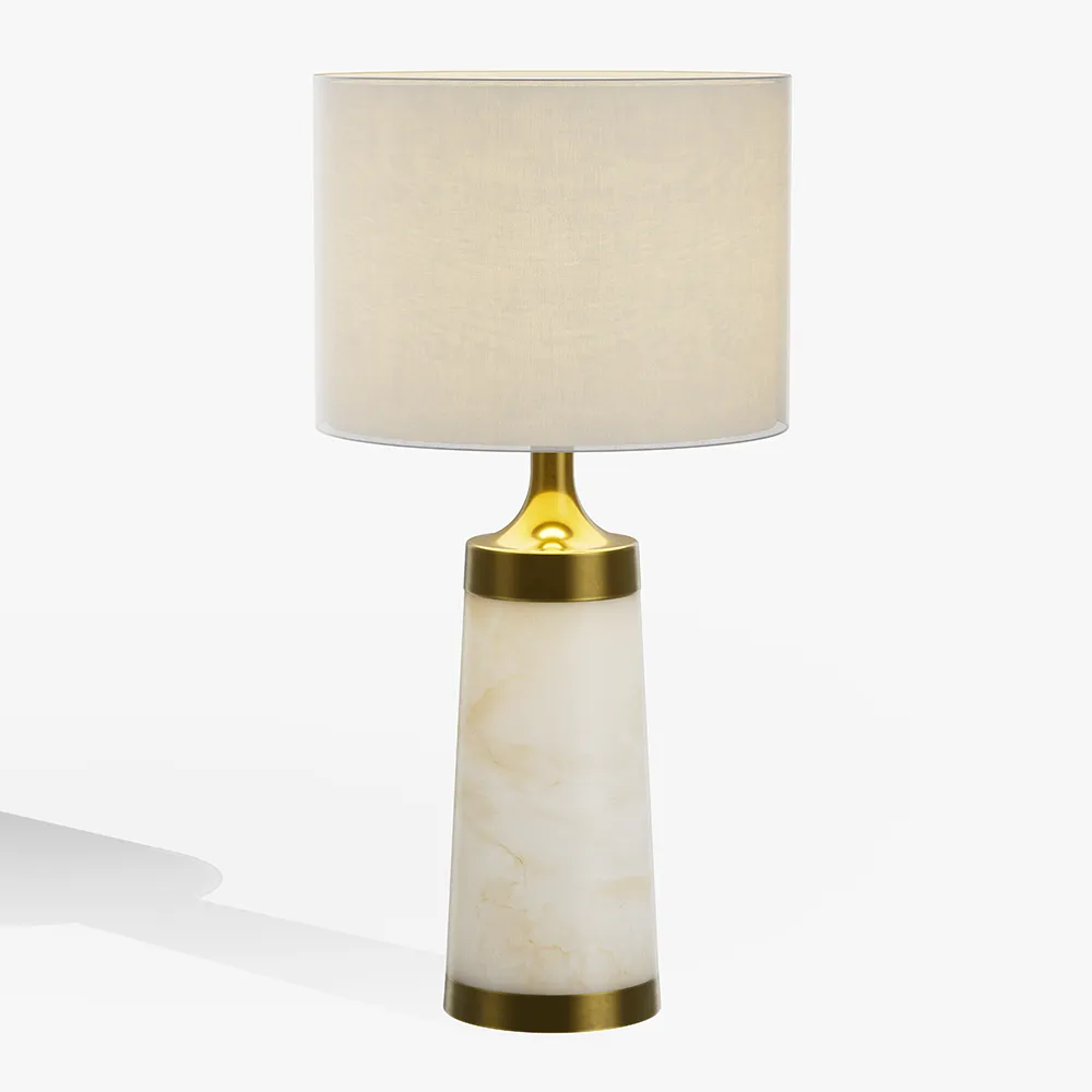 Cylindrical Column Alabaster table Lamp