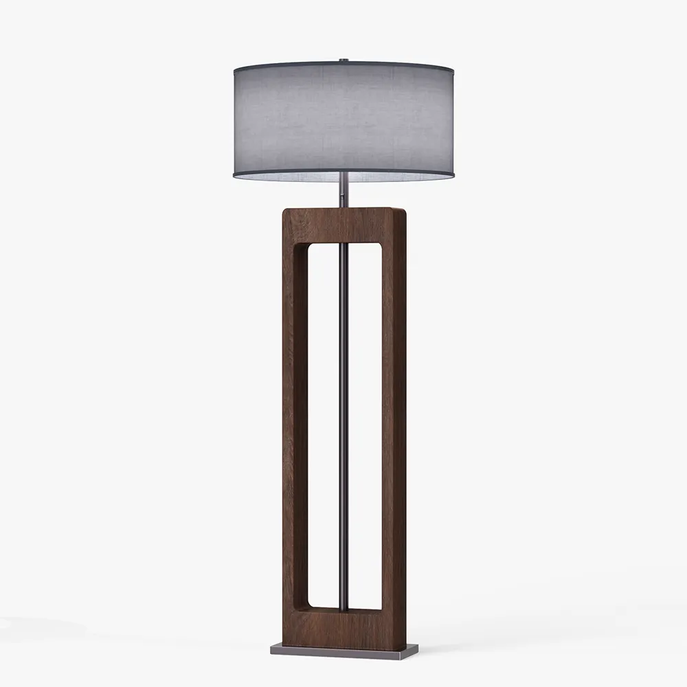 Rectangular Wood Frame  Floor Lamp