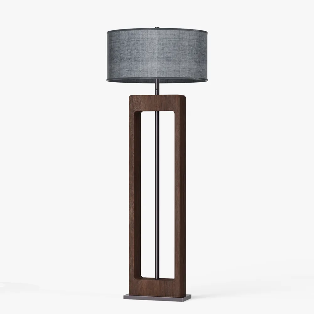 Rectangular Wood Frame  Floor Lamp