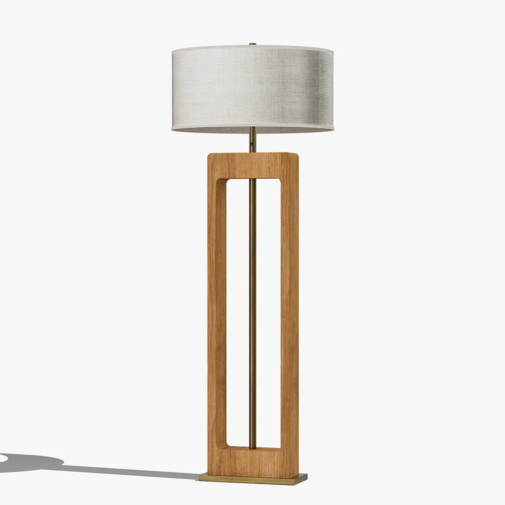 Rectangular Wood Frame Floor Lamp