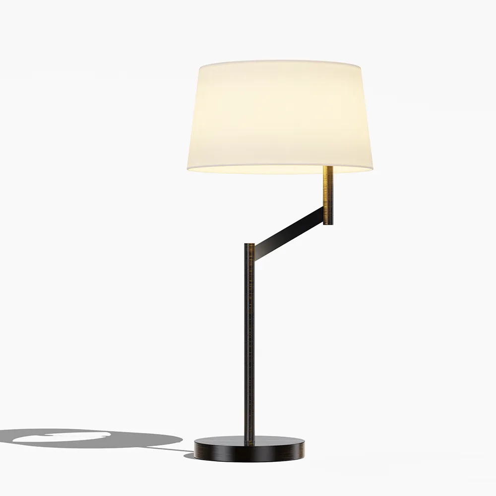 Hotel Bedside Table Lamp with Angled Arm