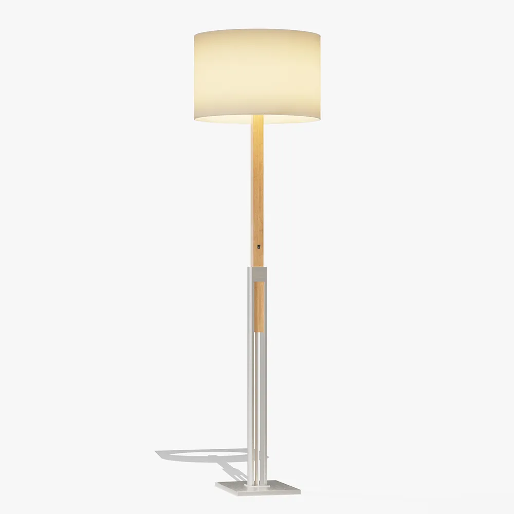 Brass And Wood Floor Lamp