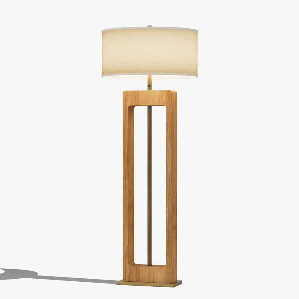 Rectangular Wood Frame  Floor Lamp
