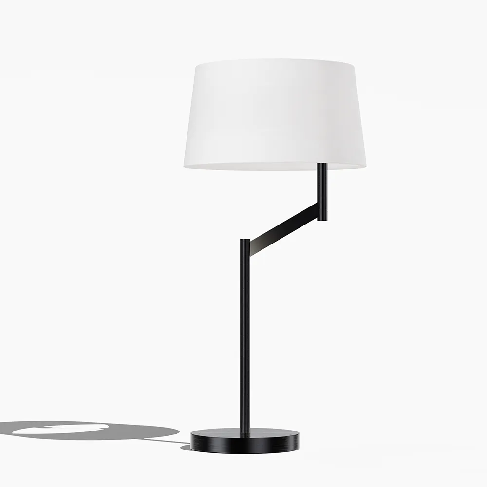 Hotel Bedside Table Lamp with Angled Arm