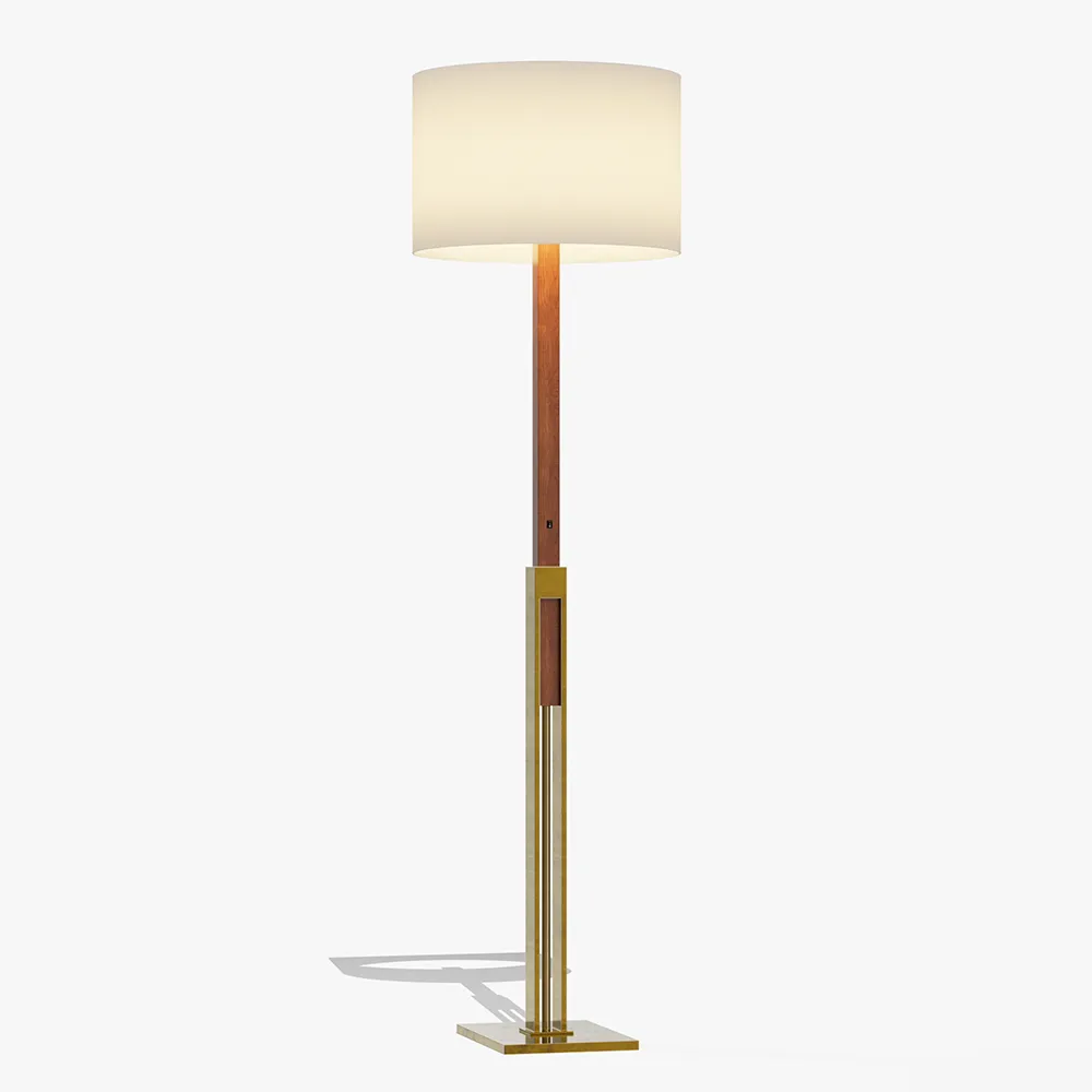 Brass And Wood Floor Lamp