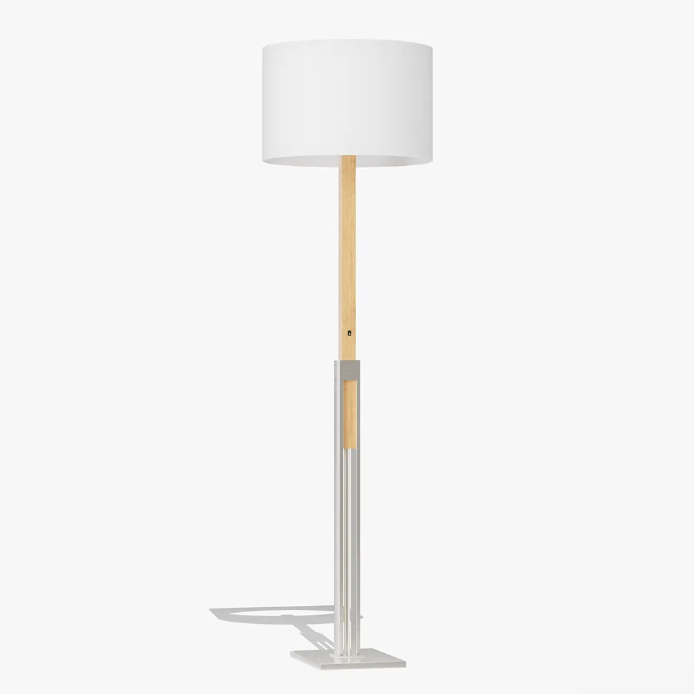Brass And Wood Floor Lamp