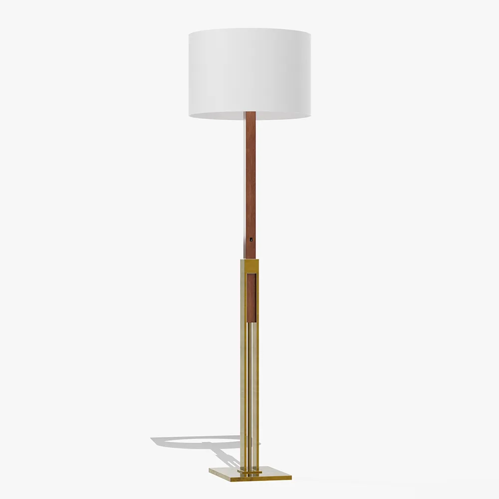 Brass And Wood Floor Lamp