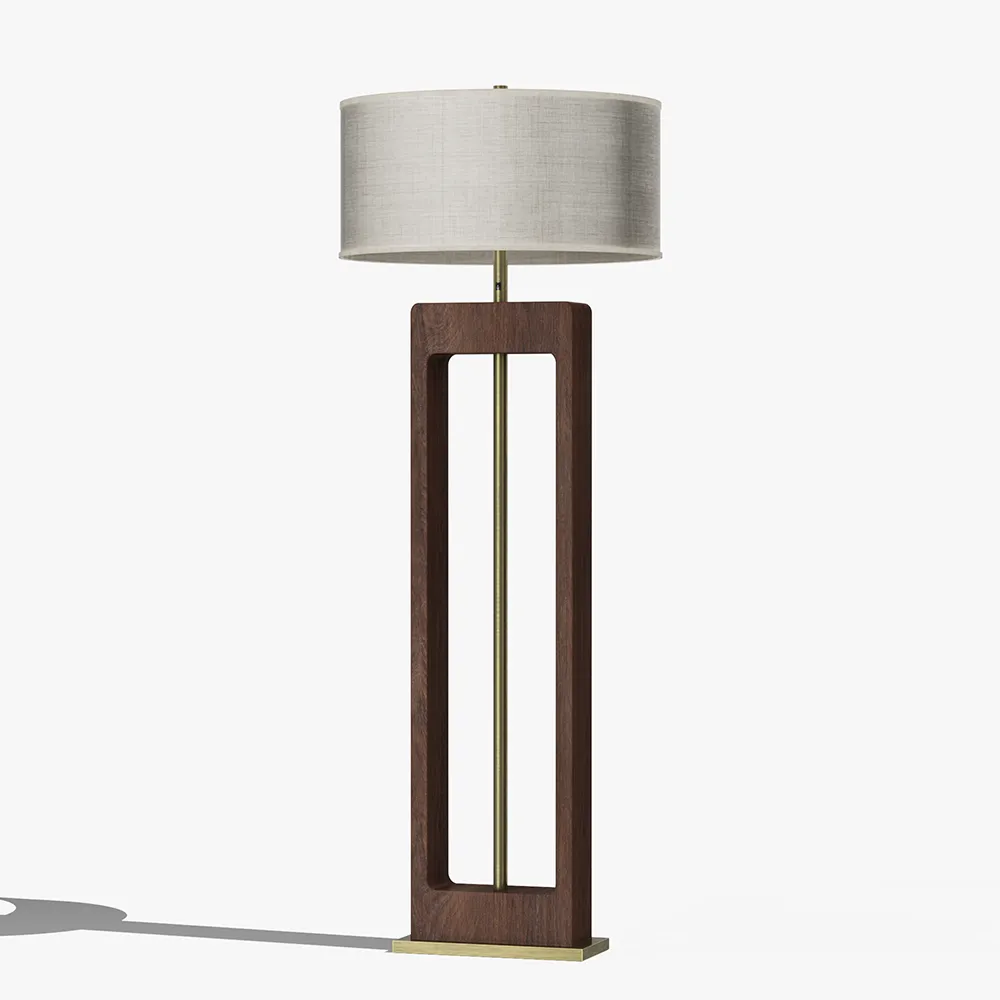 Rectangular Wood Frame  Floor Lamp