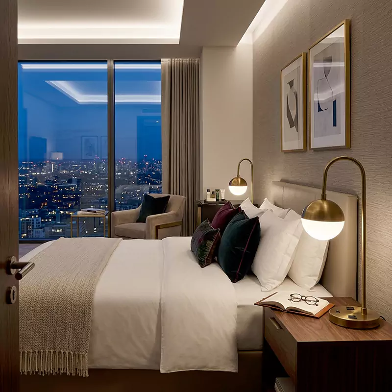 Satin Brass Table Lamp For Hospitality