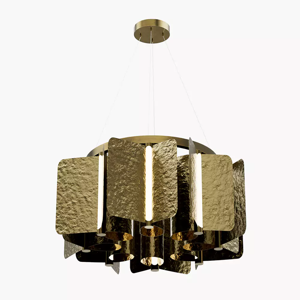 Minoze Original Textured Brass Hospitality Chandelier