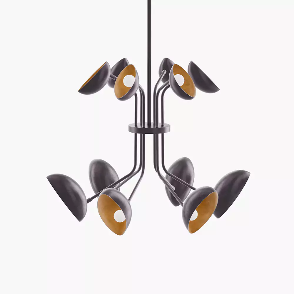 Minoze Original Designer Multi-Head Black & Gold Chandelier