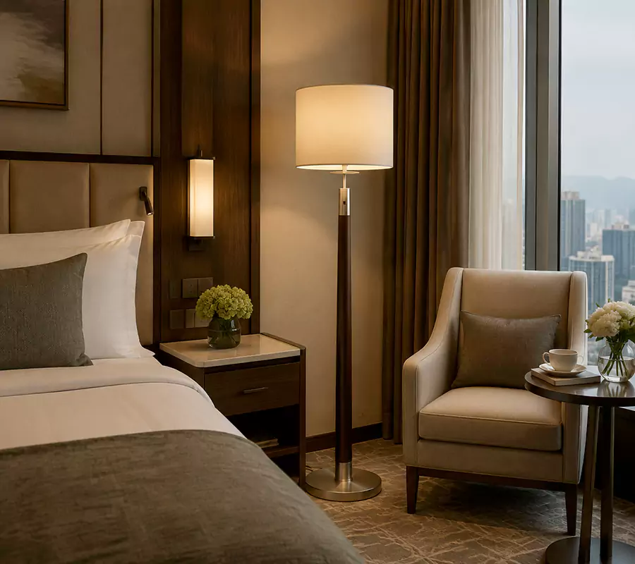 Walnut Wood Hotel Floor Lamp