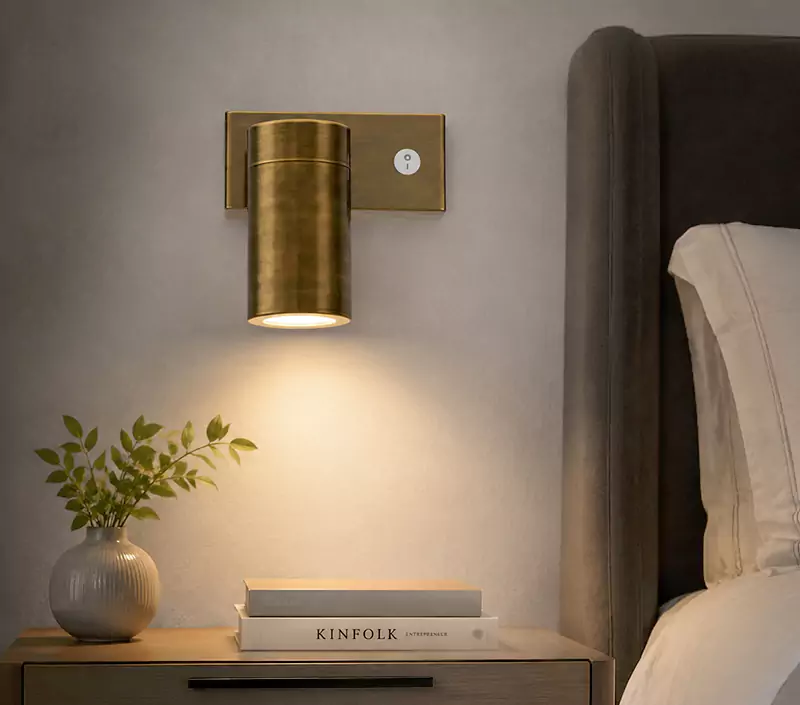 Foggy Brushed Brass Plug In Wall Sconce