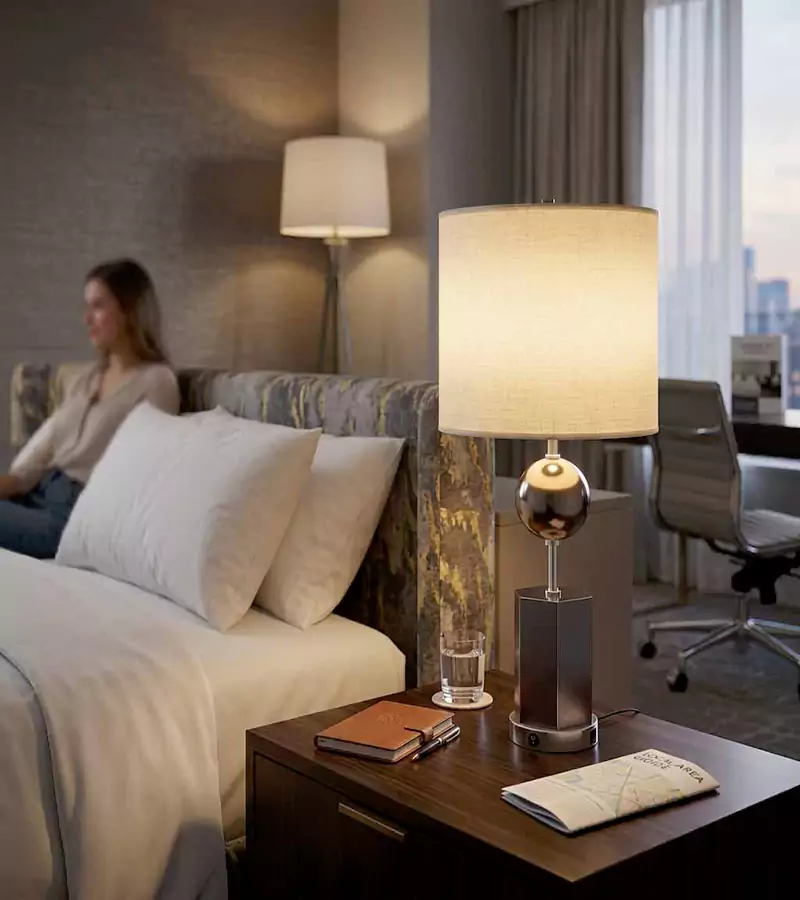 Modern Hexagonal Base & Sphere Table Lamp