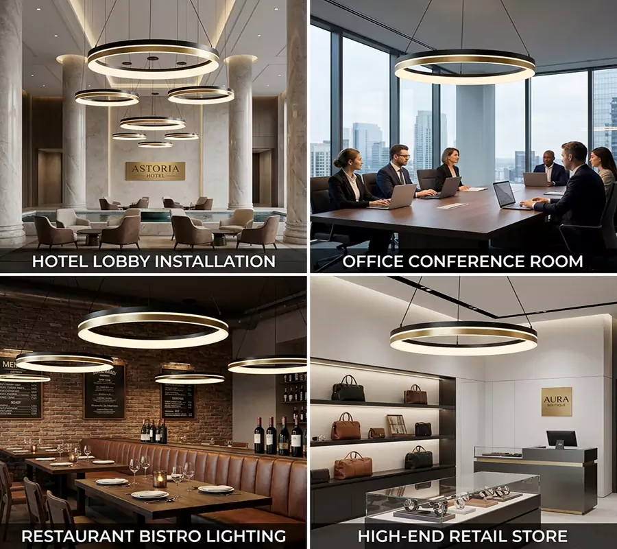 Dual-Tone LED Ring Chandelier