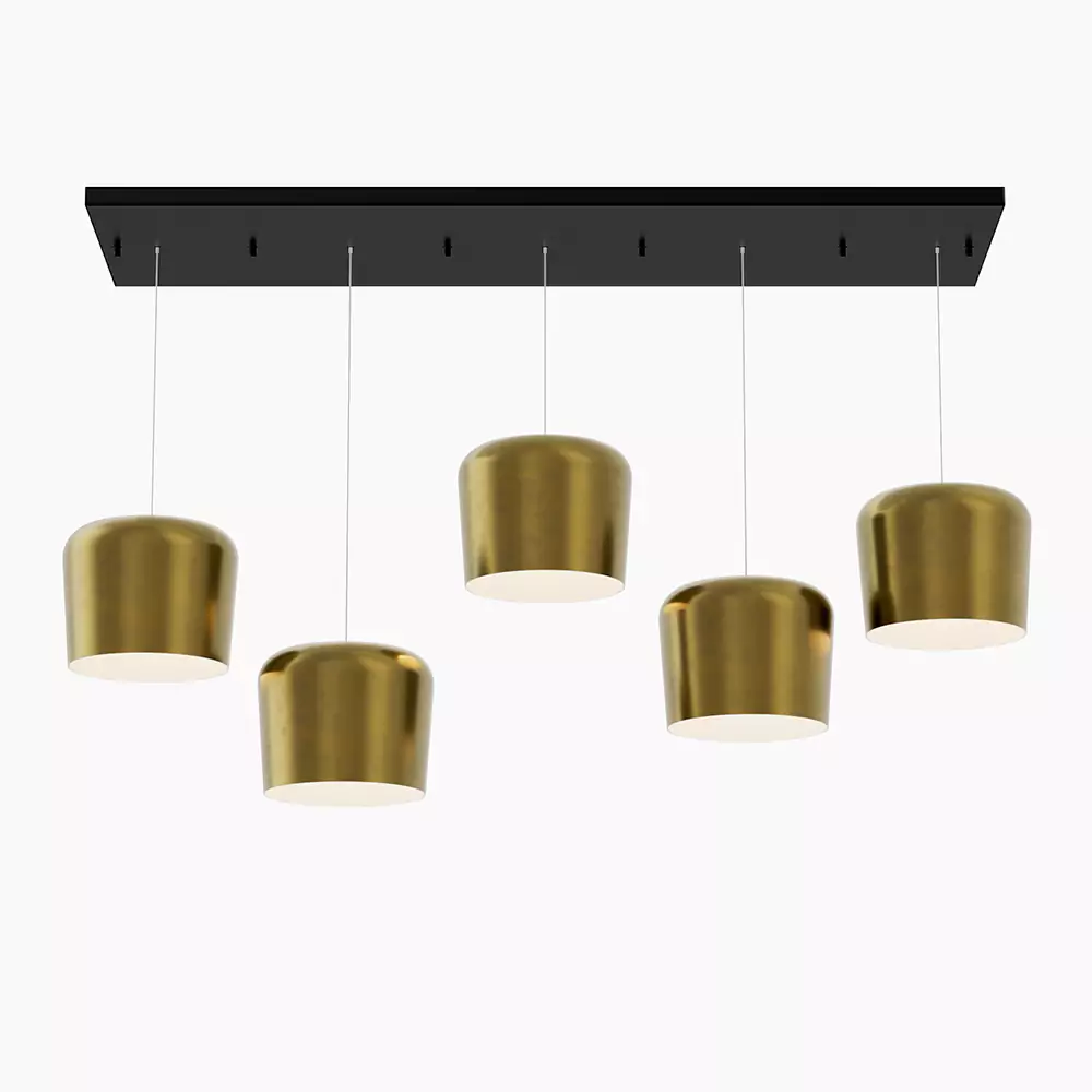 Multi-Port Brushed Brass Pendant Light