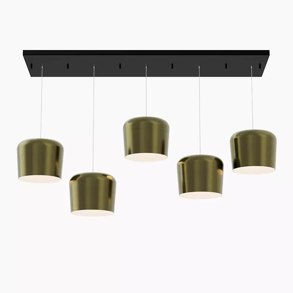 Multi-Port Brushed Brass Pendant Light