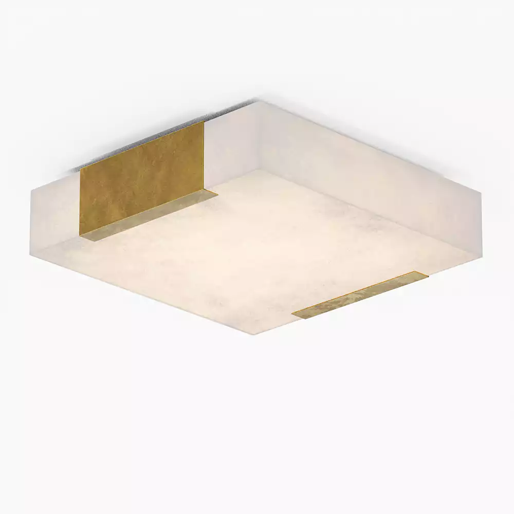 Square Alabaster Flush Mount Ceiling Light