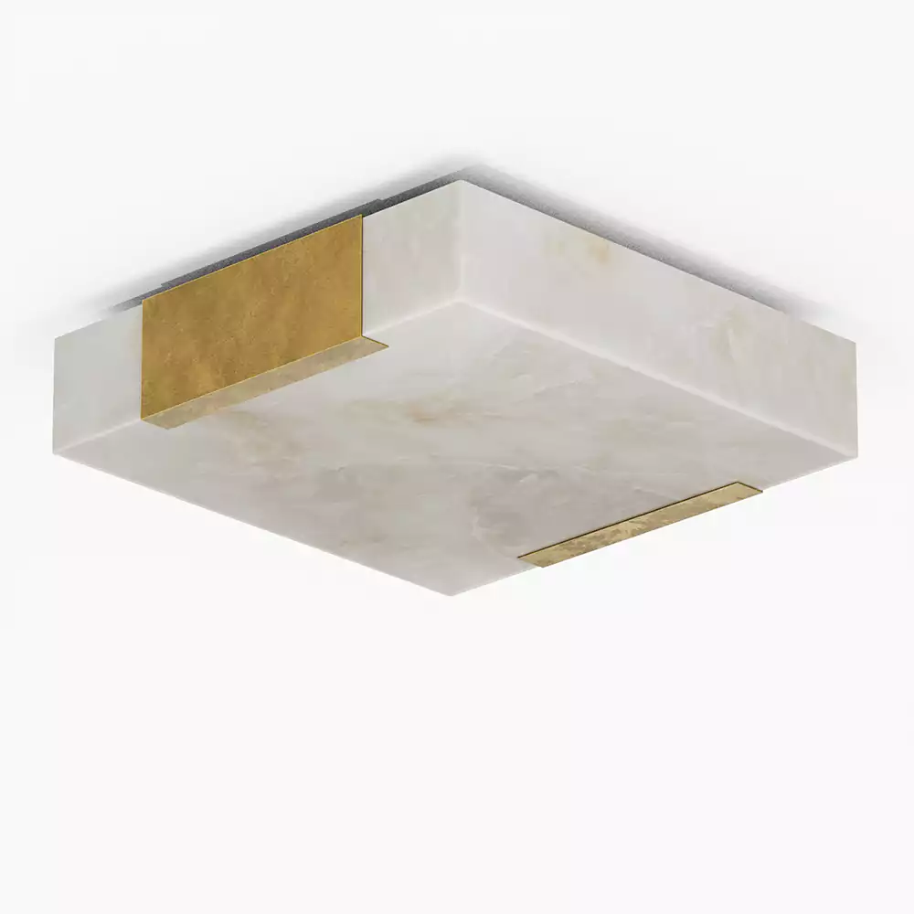 Square Alabaster Flush Mount Ceiling Light