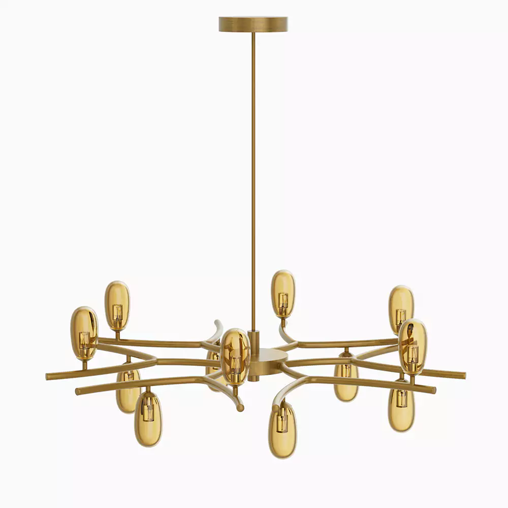 Sprig Bronze Chandelier with Sage Green Blown Glass Shades